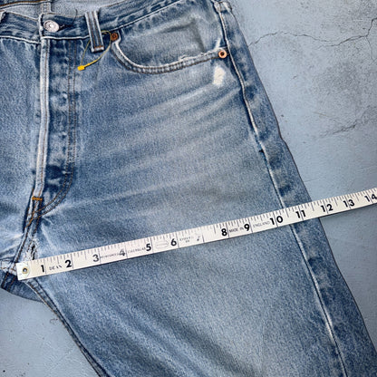 Levis 501 Vintage 90s USA XX Straight Leg Jeans Blue Light Wash 34x34 Act 32x29