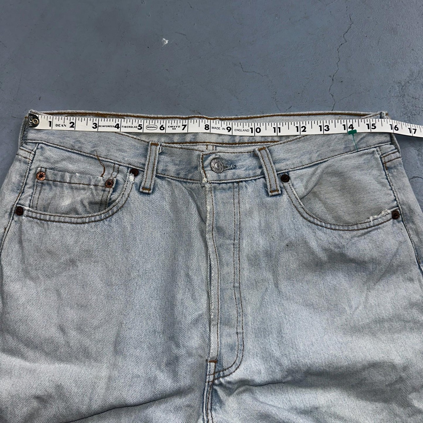 Levis 501 Vintage 90s Mexico Straight Leg Jeans Blue Light Wash 34x30 Act 31x29