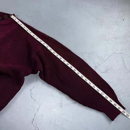 Eddie Bauer VTG 80s Sweater Mens Large Maroon Knit Henley Pullover Outdoor
