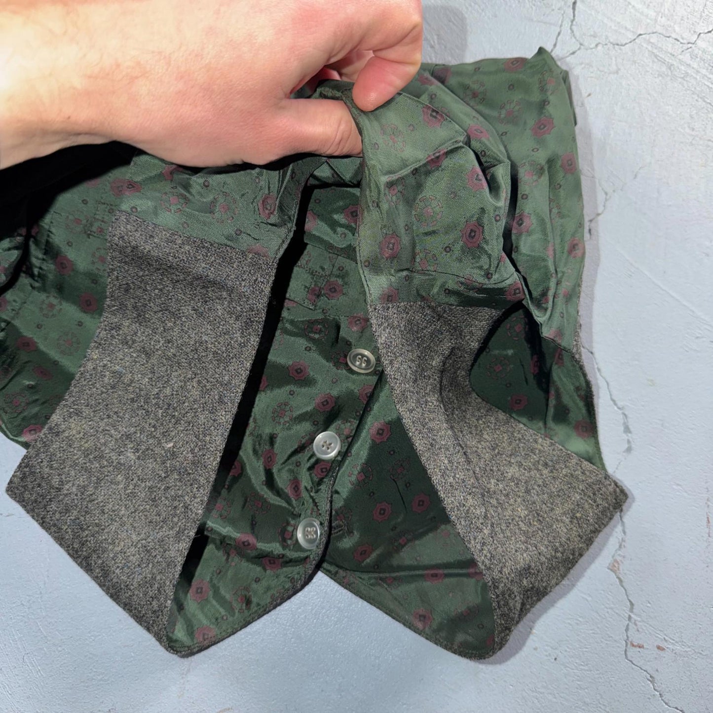 VTG Vest Mens Gray Green Waistcoat Size S 1940s 1950s Double Sided Rare Suit