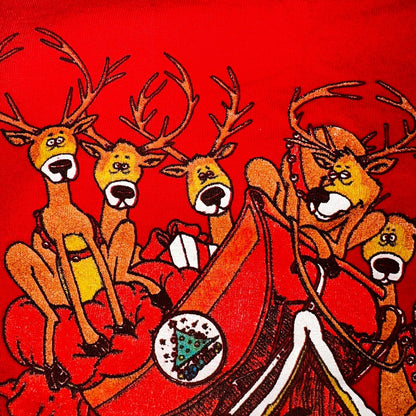 Christmas Funny Reindeer 80s VTG T Shirt Hall Garments Joke Lol Holidays Santa