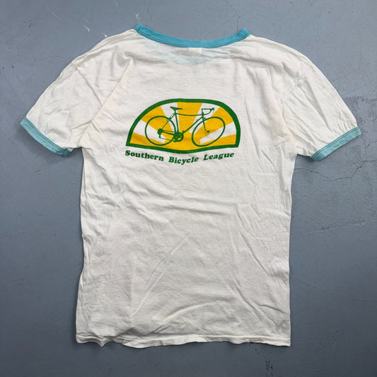 VTG 70s Southern Bicycle League Ringer T Shirt Cycling Bike Club USA Made 1970s