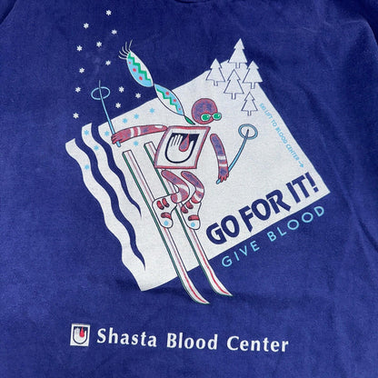Mountain Ski Shasta VTG T Shirt Blood Center Medical Fun Graphic 90s Hanes Beefy