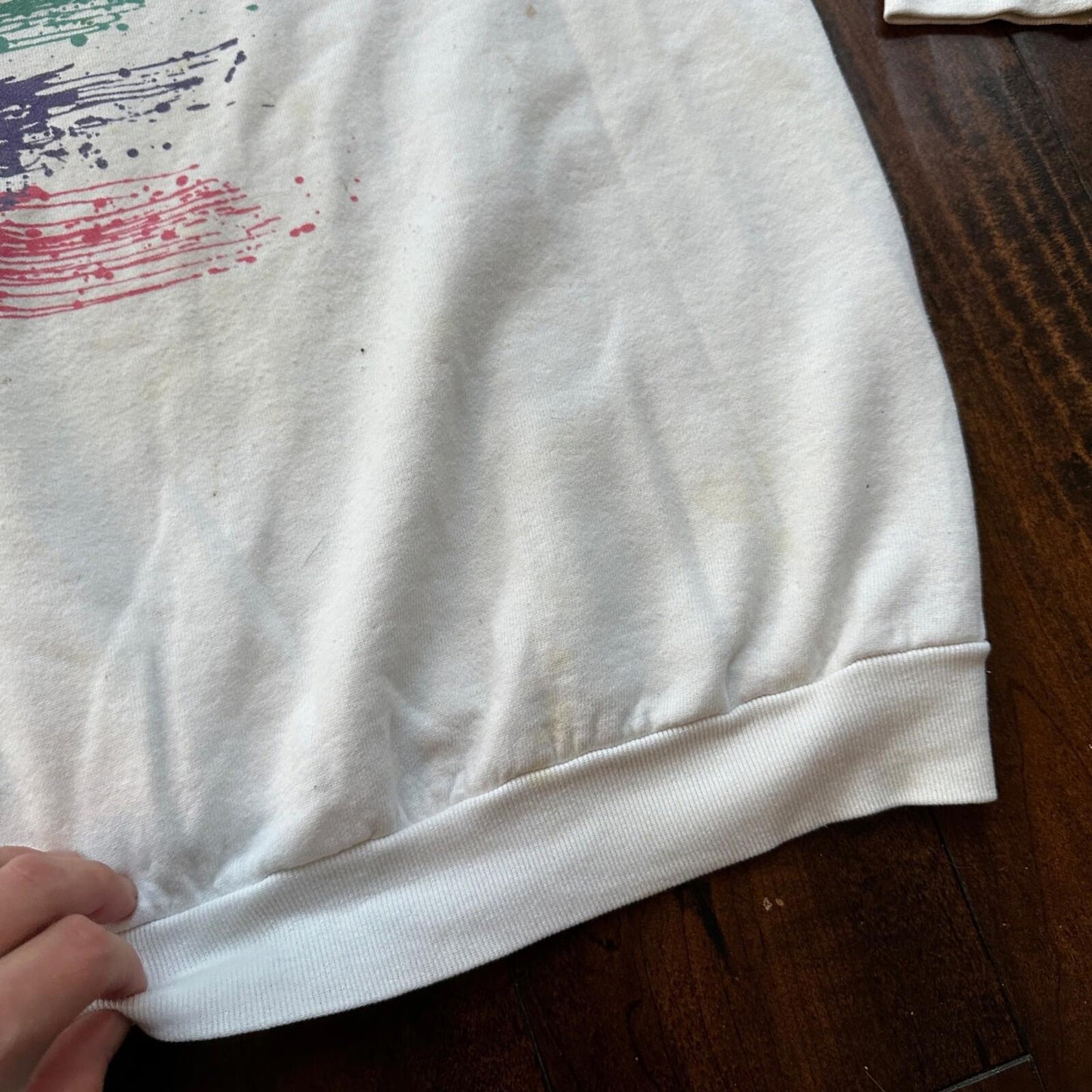 VTG Anaheim Crewneck Sweatshirt 1980s Post Op Hospital Paint Splatter Graphic