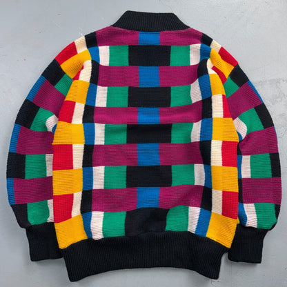 VTG Flyer Sportswear Color Block Knit Sweater Geometric Mock Neck Made USA