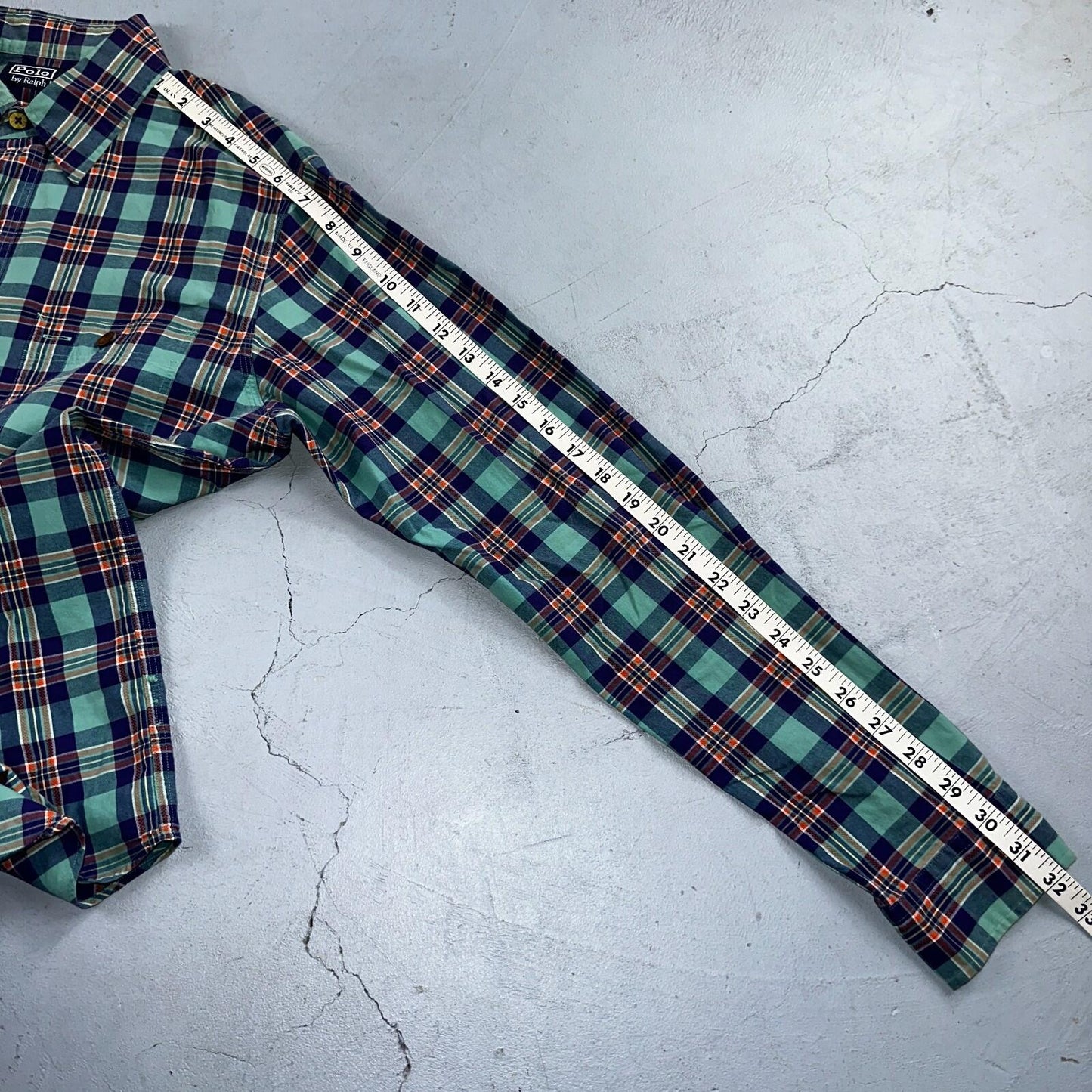 Polo Ralph Lauren Mens Long Sleeve Button Down Shirt Size M Plaid Green Blue