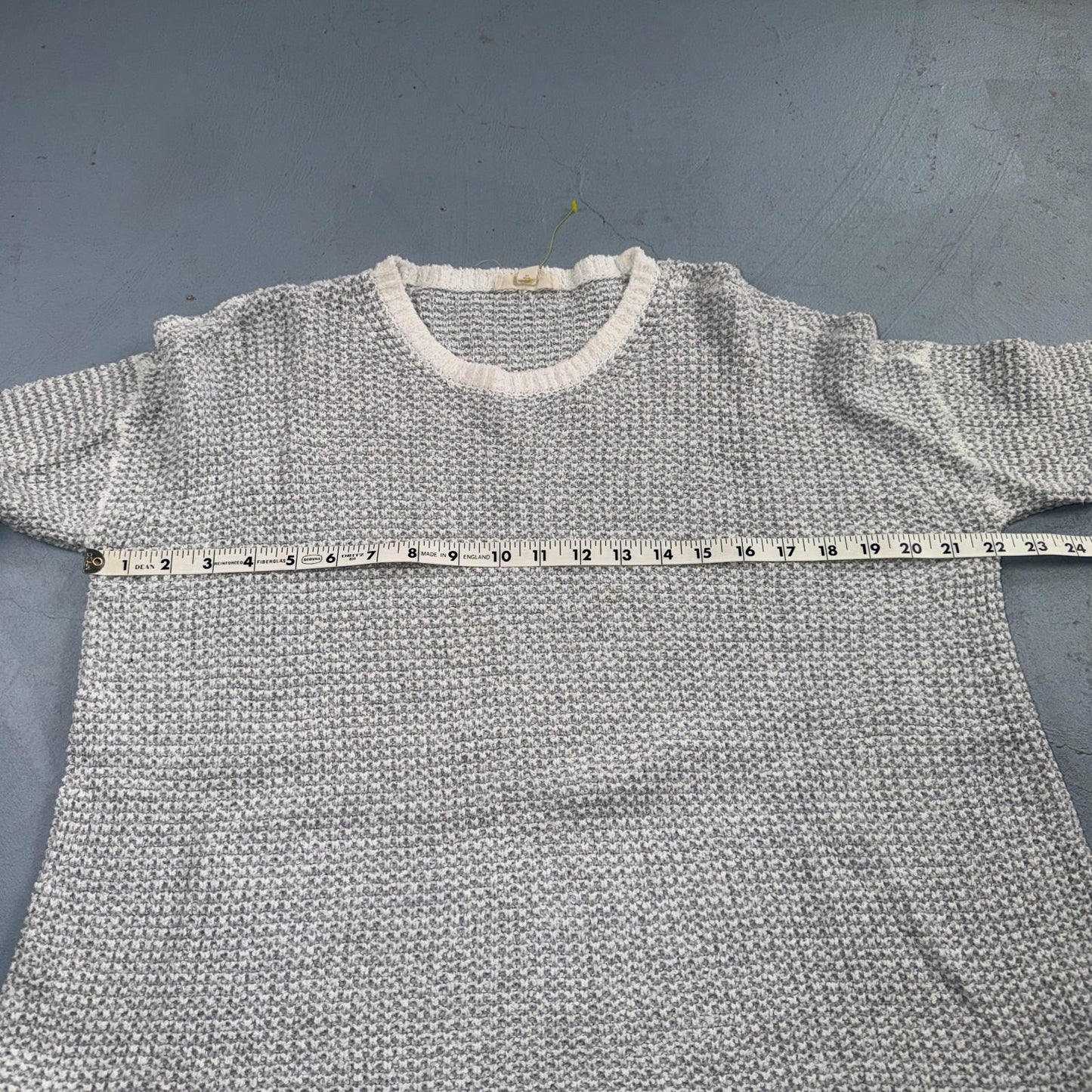 Eileen Fisher 100% Organic Cotton Oversized Sweater Size XS Grey White