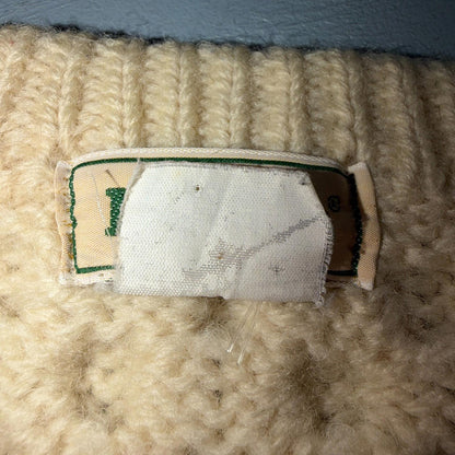L.L. Bean L Men's Vintage Cable Knit Fisherman Sweater Sz Large Ivory/Cream