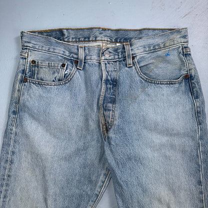 Levis 501 Vintage Y2K 90s XX Straight Leg Jeans Blue Light Wash 33x34 Act 32x32
