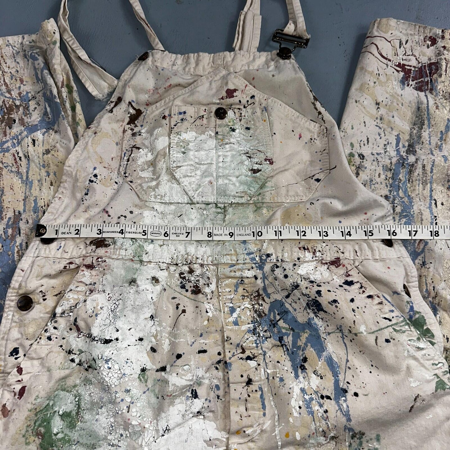 VTG Washington Dee Cee Thrashed Overalls Carpenter Bibs Workwear Painter Paint