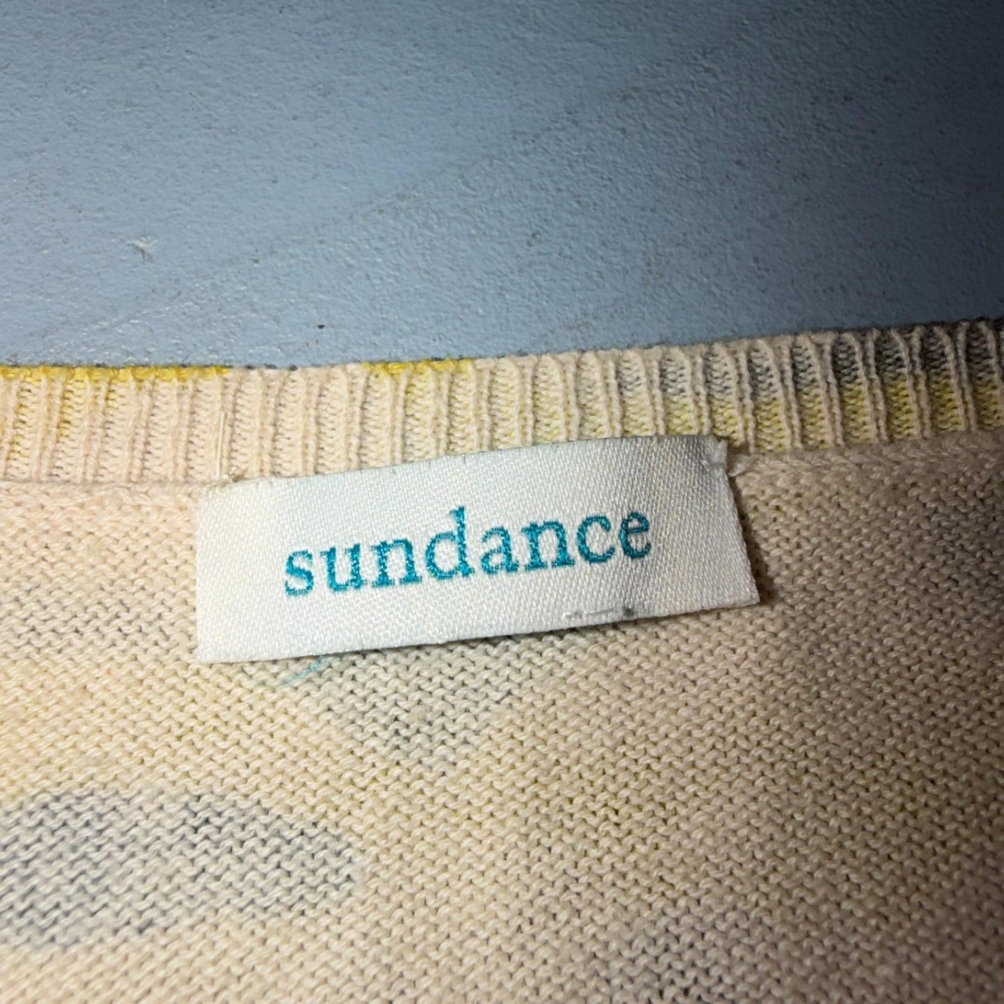 Sundance Tangier Camo Size Medium Yellow Button Down Cardigan Sweater Cute Y2K