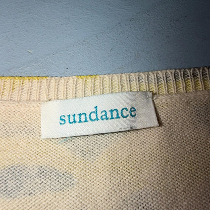Sundance Tangier Camo Size Medium Yellow Button Down Cardigan Sweater Cute Y2K