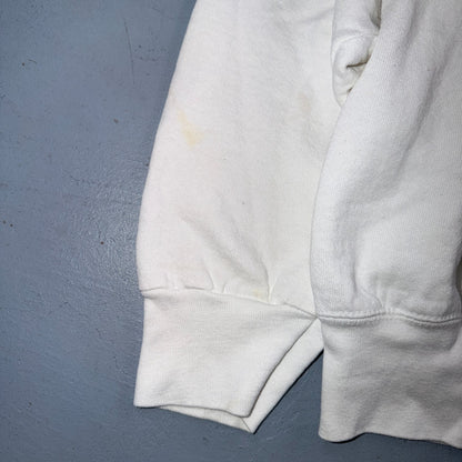 VTG Blank White Sweatshirt Fruit Of The Loom Heavy USA Made XL Flag Crewneck