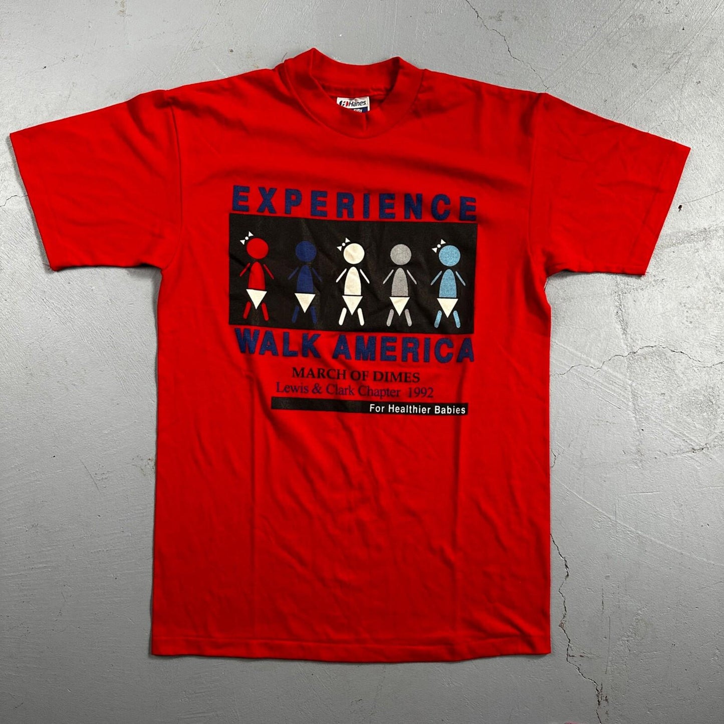 Experience Hanes VTG T Shirt Babies Walk America March Dimes 90s Cool Print