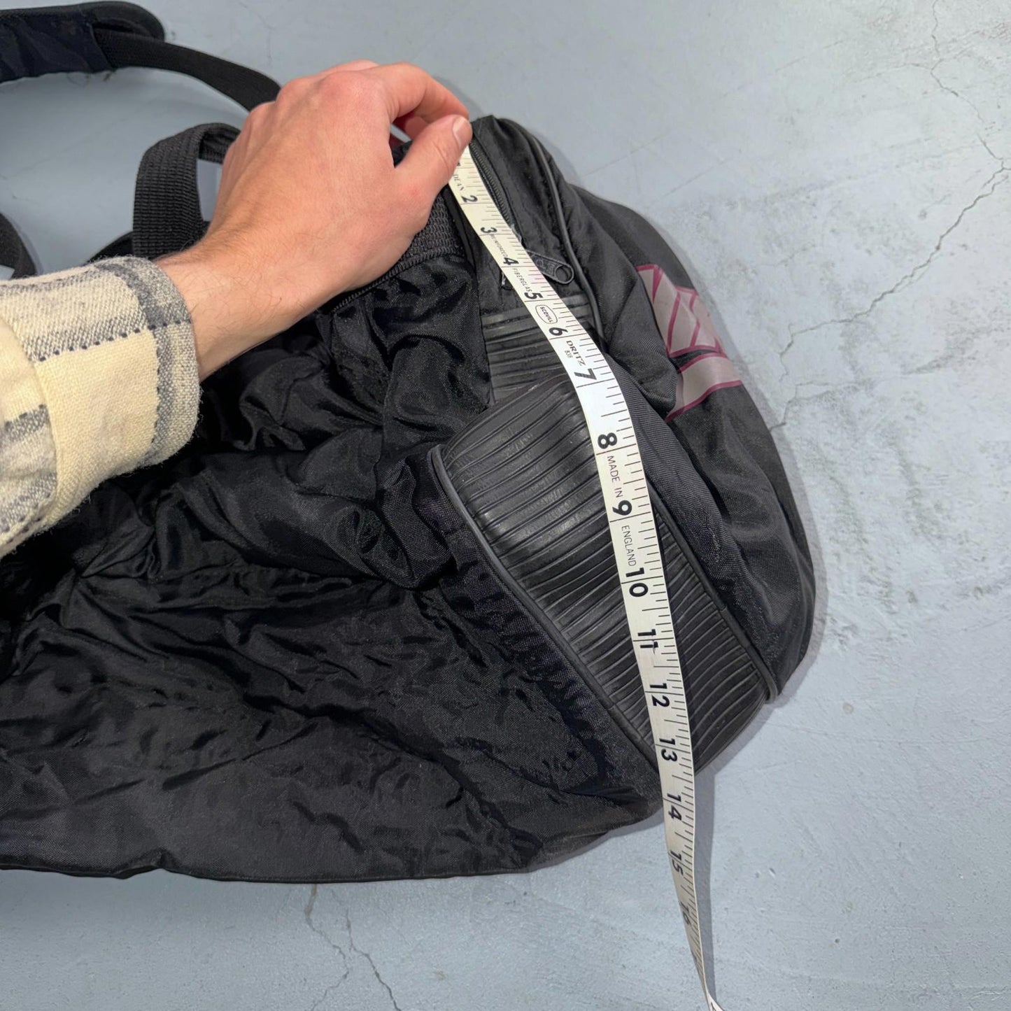 Vintage Nike Duffle Gym Bag Black Red Check Swoosh White Tag Basketball Large