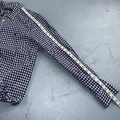 Ralph Lauren Boys XL Blue Gingham Check Long Sleeve Shirt 100% Cotton Polo