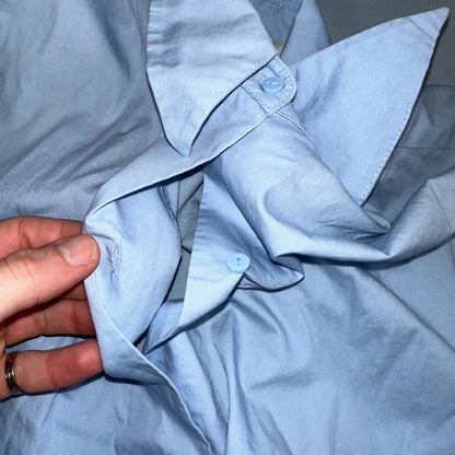 H&M Dress Shirt Womens Size 14 Blue Basic Long Sleeve Button-Up HM Casual