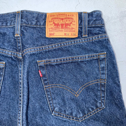 Levis 505 Vintage 90s Red Tab Straight Blue Jeans Med Was 34x34 Act 32x33