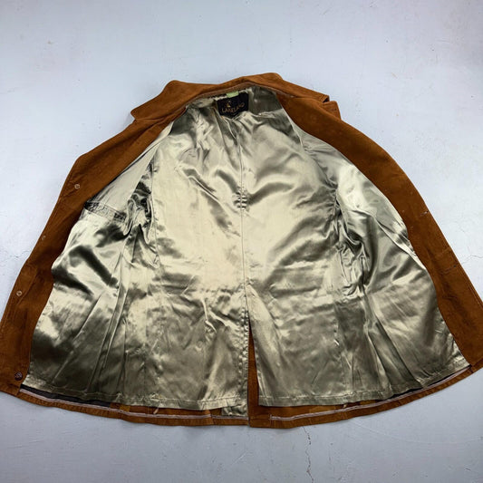 Vintage Lakeland Leather Western Suede Brown Jacket Size 42 Chore Car Coat