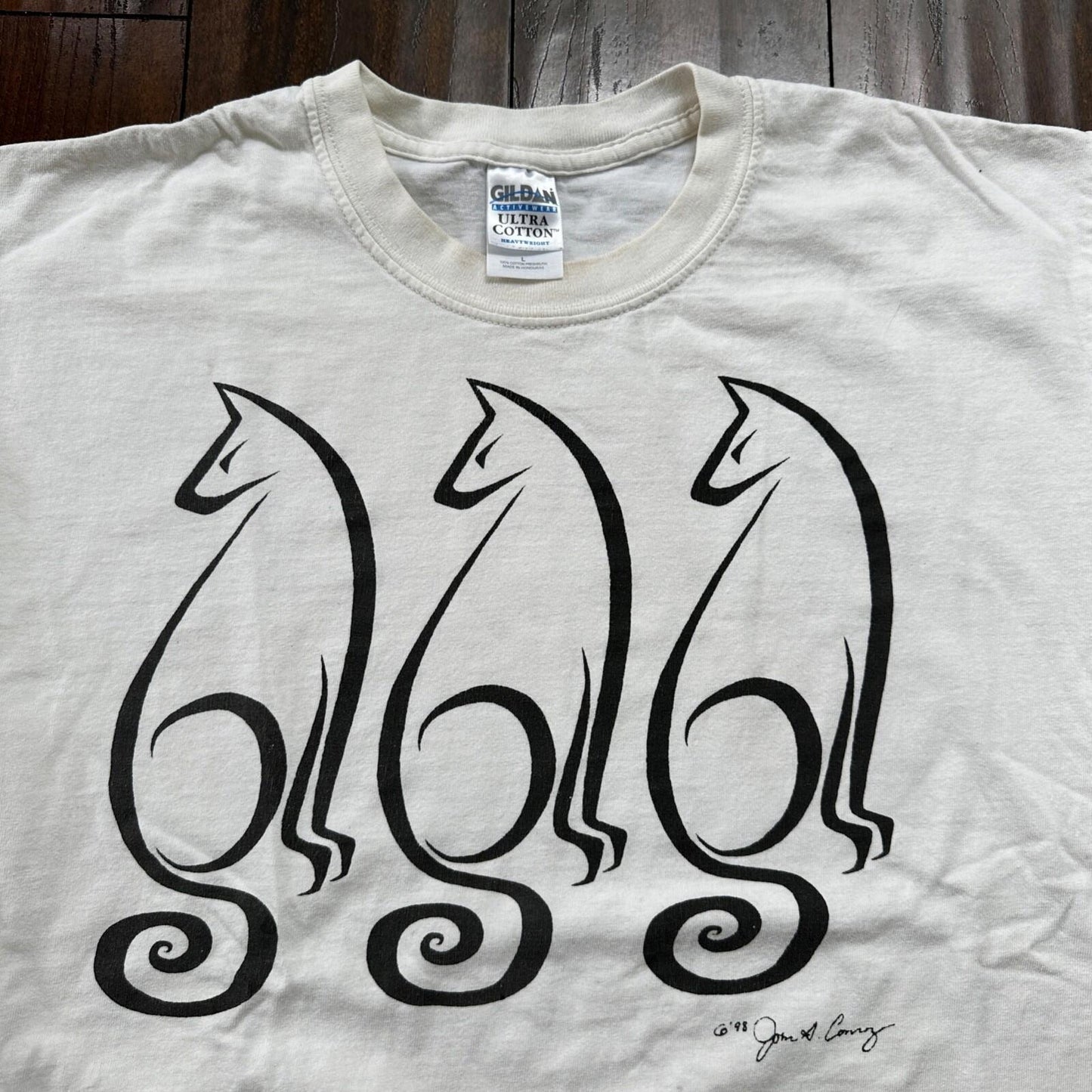 Cats 1998 Lover Animals Cute Abstract VTG T Shirt John A Conroy Nature Fun