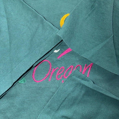 Oregon Anvil 90s VTG T Shirt Single Stitch Green Embroidery USA Trees Mountain
