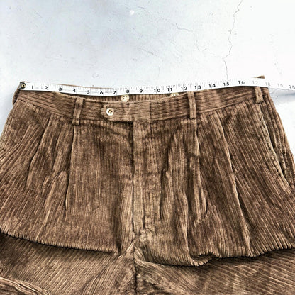J. Peterman Pants Mens 38 Brown Thick Corduroy Pleated Chino Straight Pockets