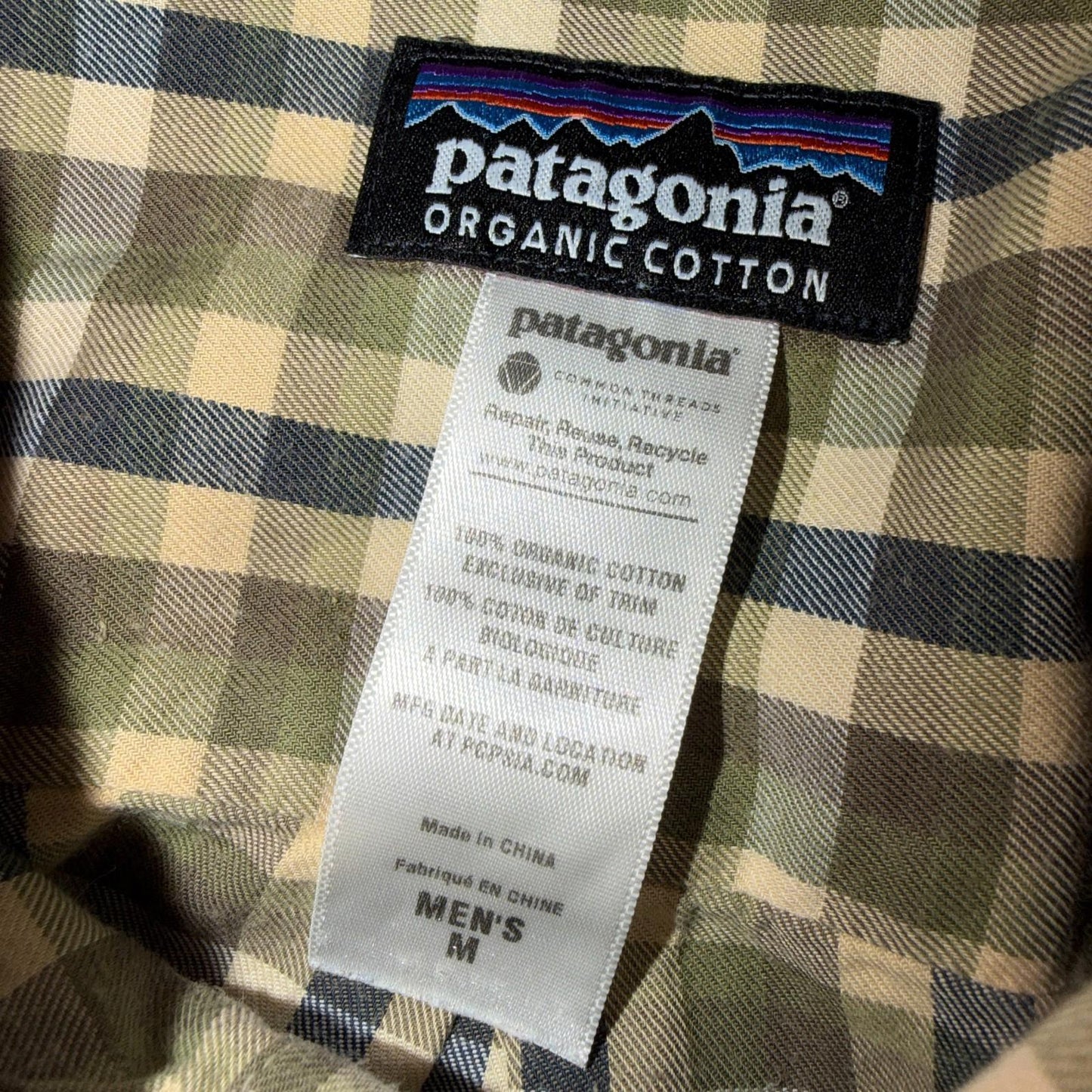 Patagonia Button Front Shirt Mens M Brown Plaid Organic Cotton Long Sleeve