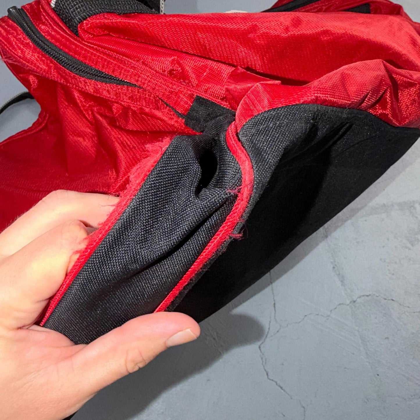 Vintage 1990s NIKE Team Tag Red Large Duffel Bag 90s Gym Classic Travel