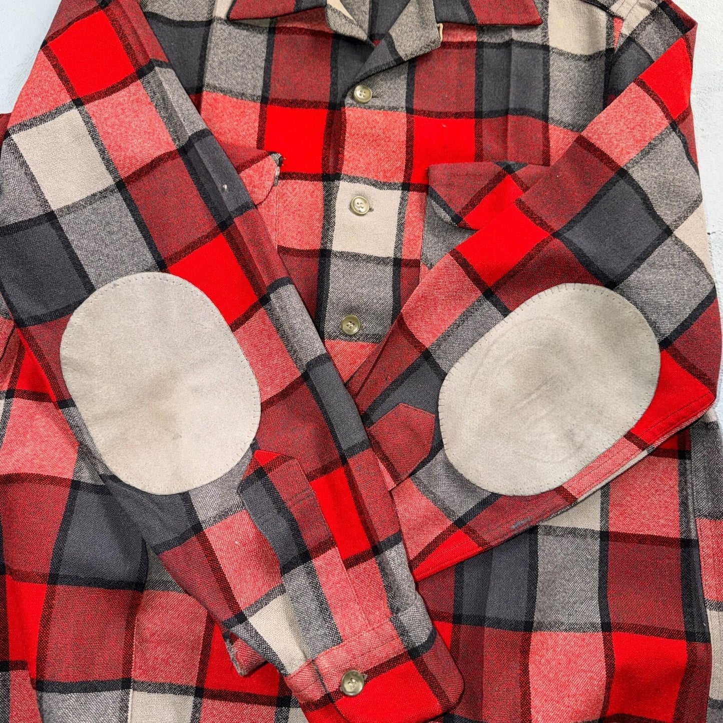 Pendleton VTG 1950s Loop Collar Board Shirt Wool Plaid Flannel Shirt Checker