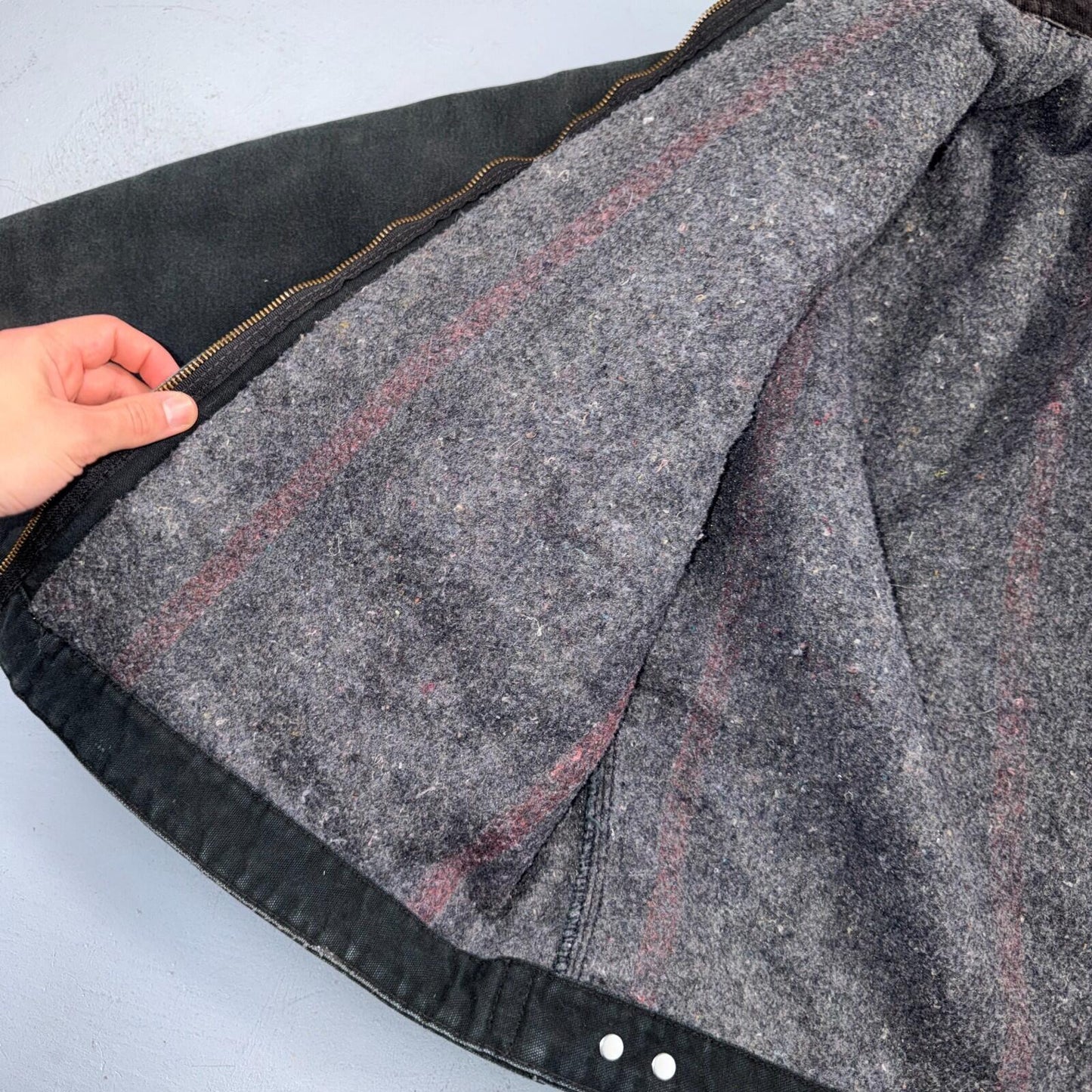 Carhartt VTG Detroit Jacket Men's 46 Lined Blanket Workwear J01 BLK Thrashed