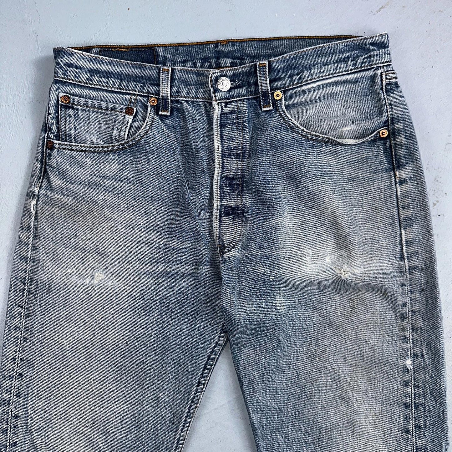 Levis 501 Vintage 90s Mexico Straight Leg Jeans Blue Light Wash 33x36 Act 31x32