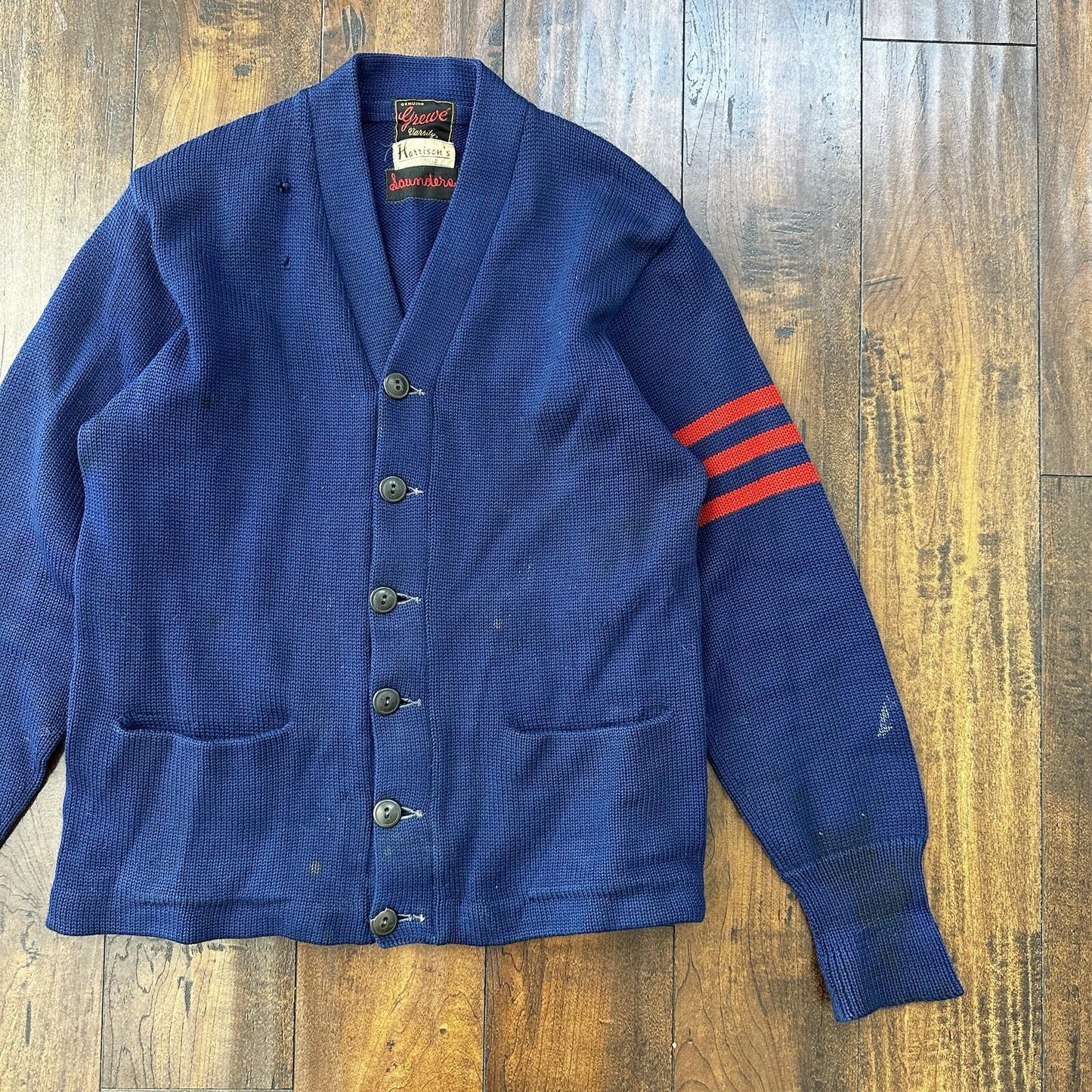 Vintage Men's Varsity Letter Sweater 50s Cardigan Grewe Sz 40 Rockabilly Wool