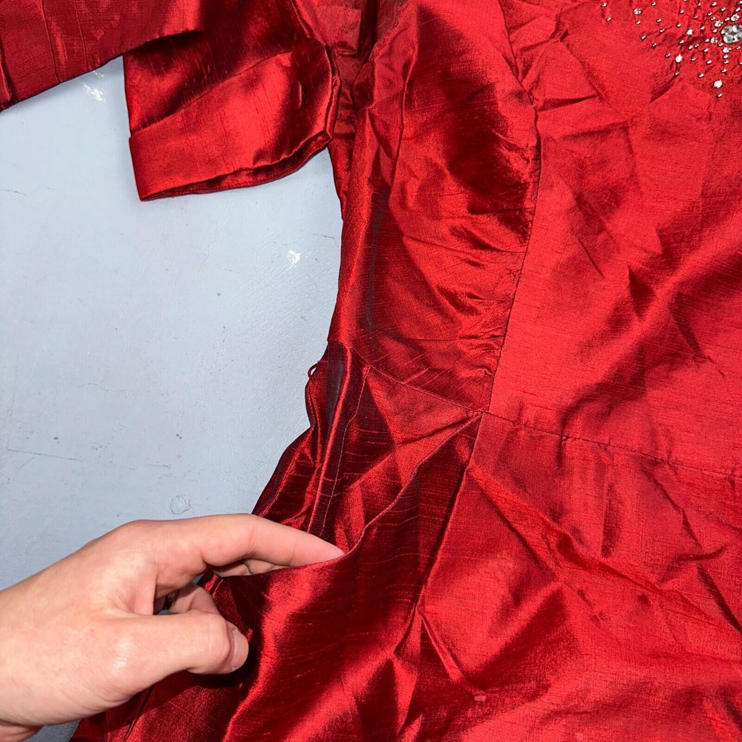 Real Vintage 1940s Lorayne Original Long Red Top Button Down Dress Women's 40s