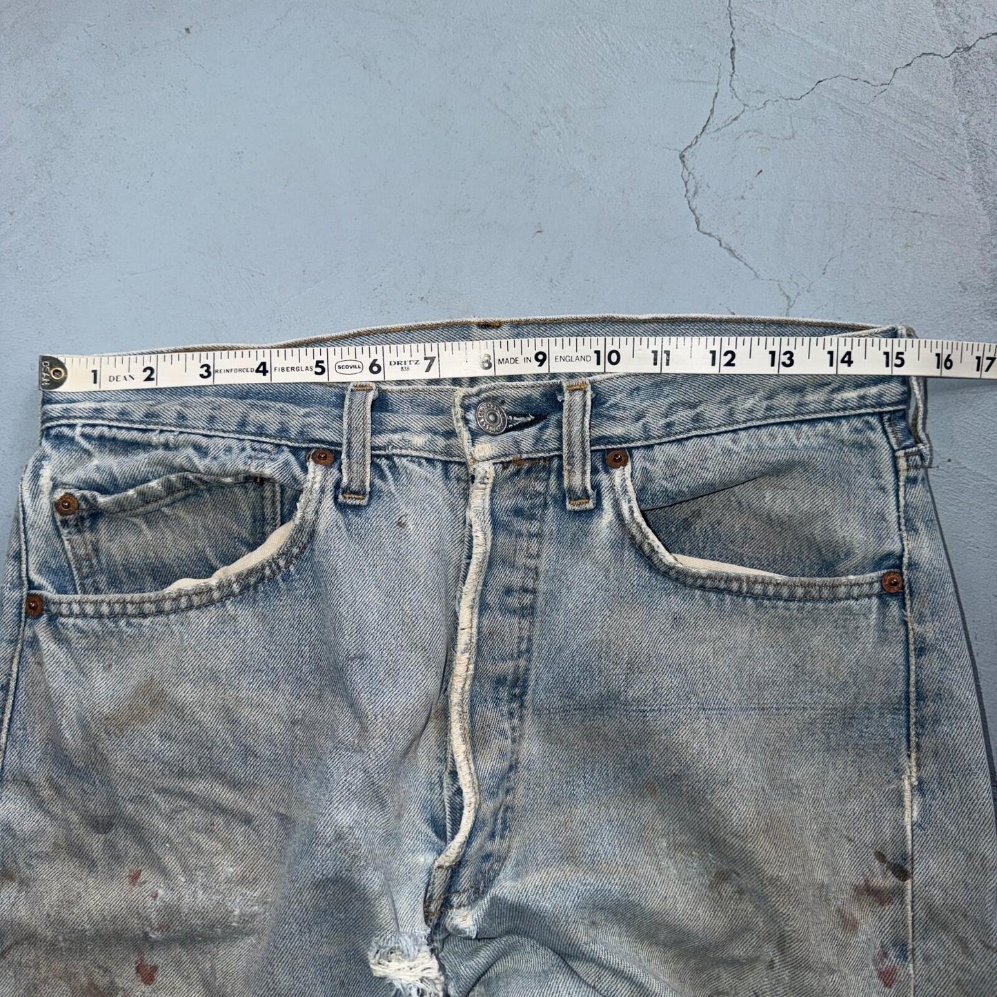 Levis 501 Vintage 80s Redline Selvedge USA XX Jeans Thrashed 32x36 Act 30x32