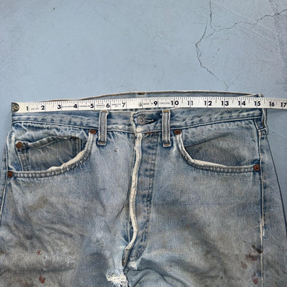 Levis 501 Vintage 80s Redline Selvedge USA XX Jeans Thrashed 32x36 Act 30x32
