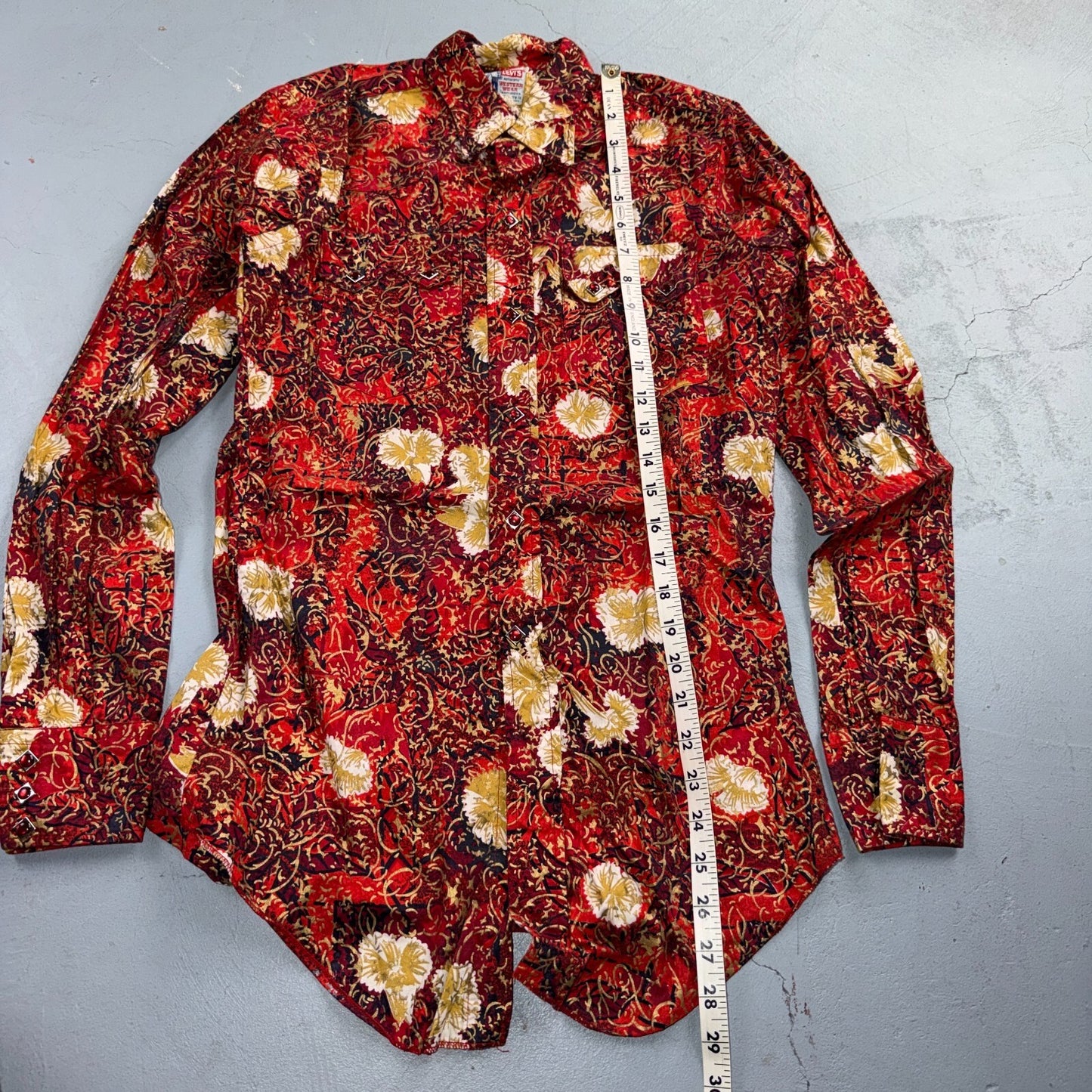 VTG 50s Levis Western Wear Floral Paisley Pearl Snap Button Shirt Rockabilly