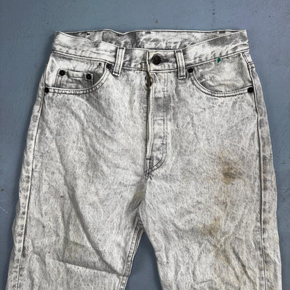 Levis 501 Vintage 80s USA XX Straight Leg Jeans Gray Acid Wash 29x36 Act 28x34