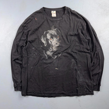 Black Lab Dog VTG T Shirt Art Photograph Animals Grunge Music Ducks Graphic