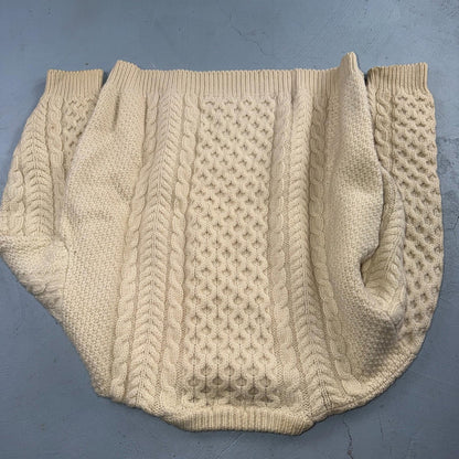 L.L. Bean L Men's Vintage Cable Knit Fisherman Sweater Sz Large Ivory/Cream