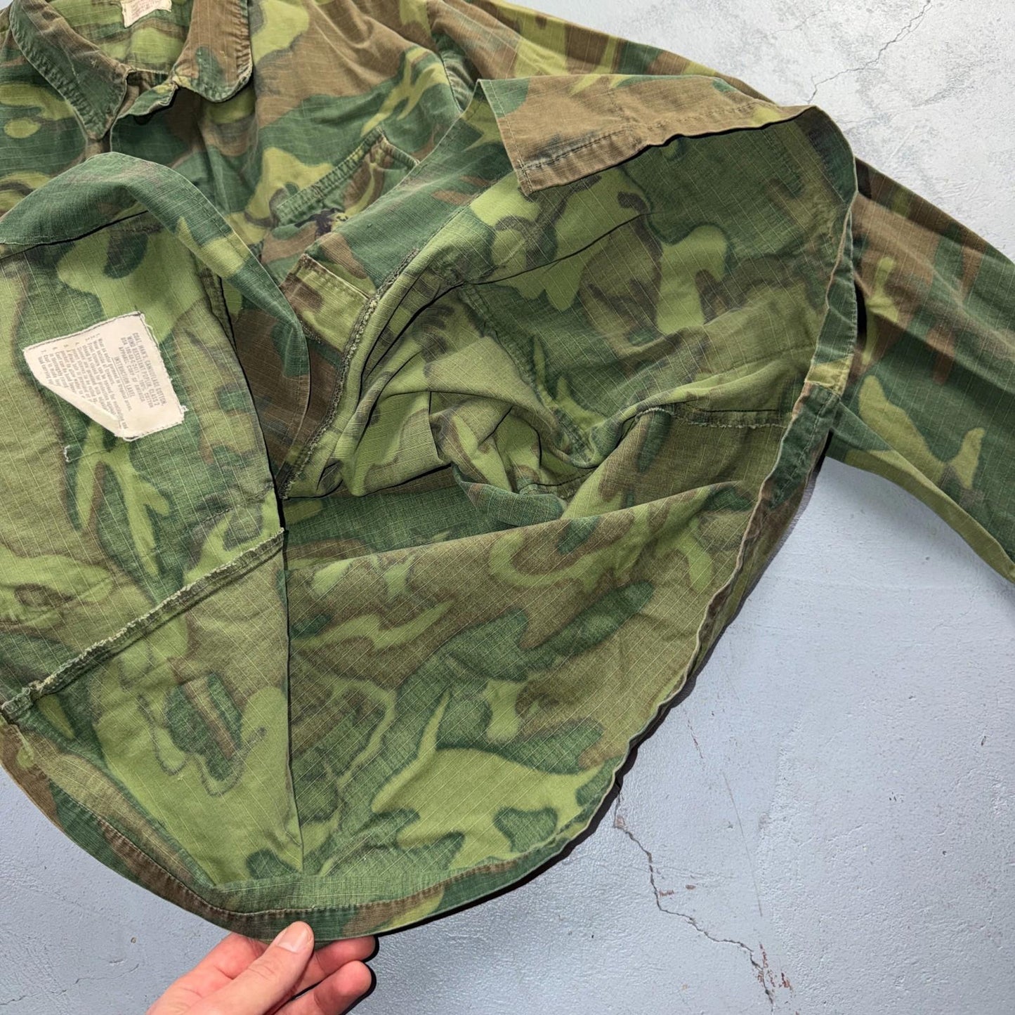 60s Vietnam Fatigue Rip Stop ERDL Jungle Camo USMC Jacket Slant Pocket 1960s