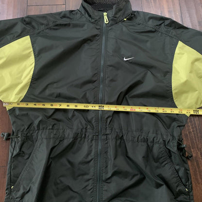 Vintage Nike Womens S 90s Windbreaker Forest Green Zip Pullover Cinch Jacket