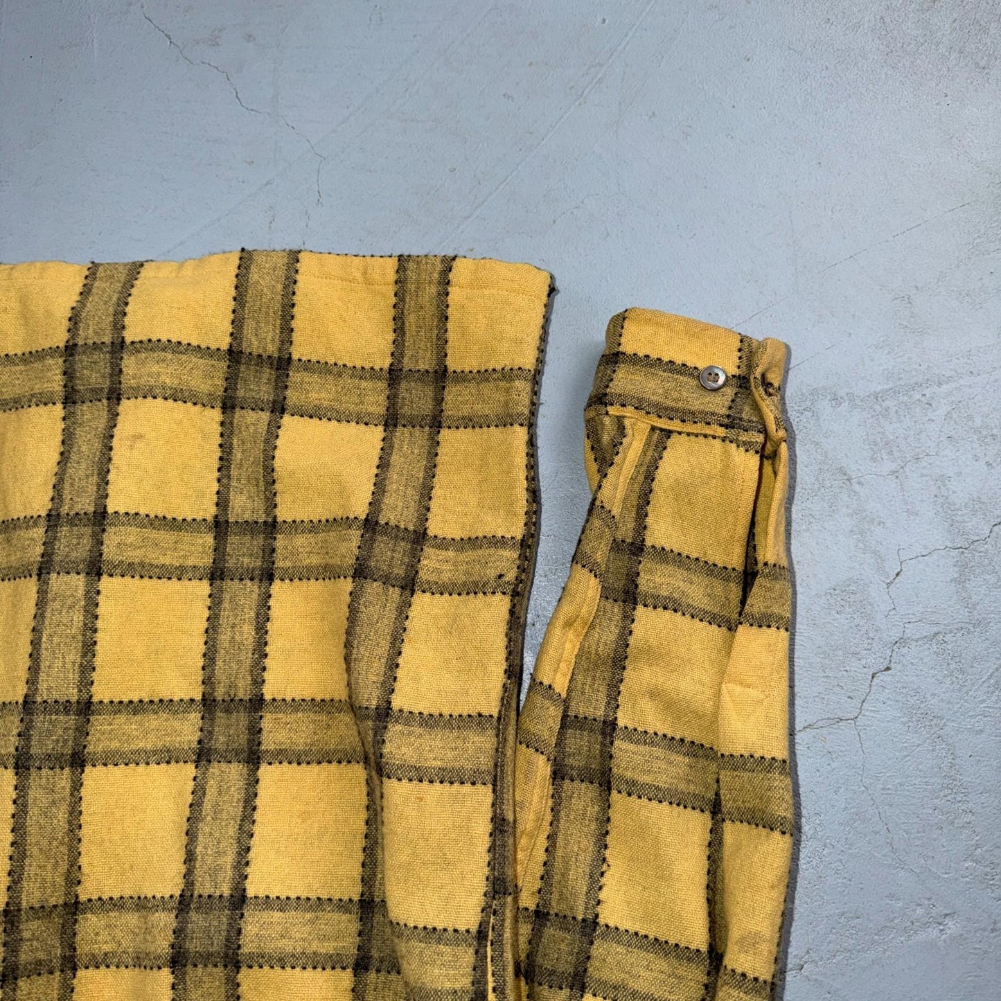 Penneys VTG Towncraft Flannel Shirt Mens M Loop Collar Plaid 50s Rockabilly Wool