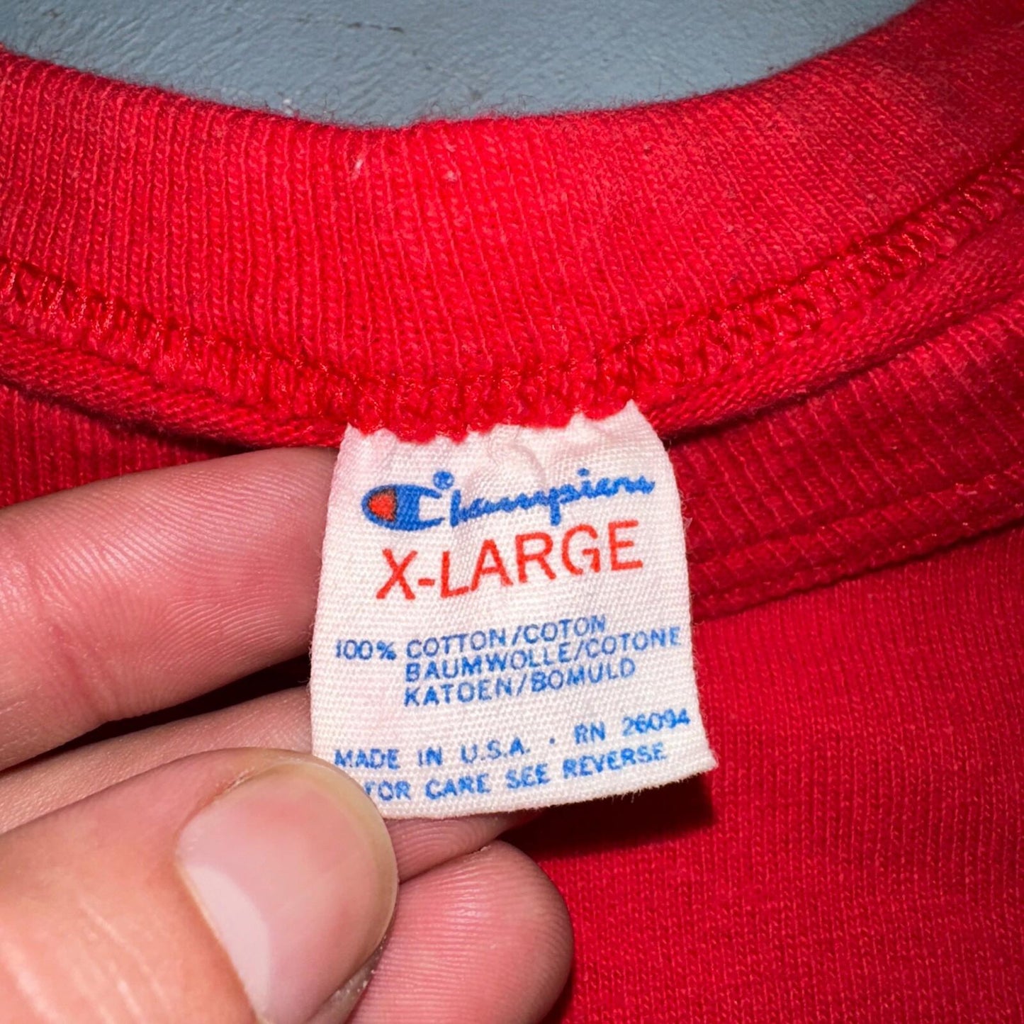 Champion USA Blank 1980s VTG T Shirt 80s Gym Basic Sports Track Simple Rare XL