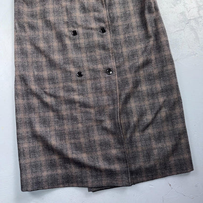 VTG 1960s Hippie Sleeveless Plaid Duster Blazer Jacket Gray Shadow Rockabilly