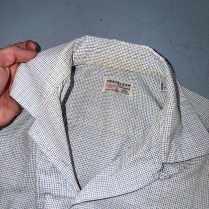 VTG 1950s Enro Trafalgar Loop Collar Button Up Shirt Cotton Rockabilly M Checker