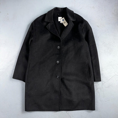 Gap Jacket Womens Large Black Wool Button Over Pea Coat Pocket Dressy Career