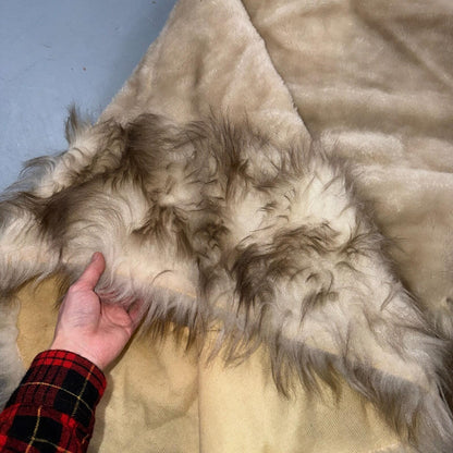 Vintage 1960s Beige Faux Fur Trim Kimono Poncho One Size Rockabilly 60s Penney