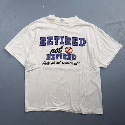 VTG Retired Not Expired Funny Retirement T Shirt 90s Hanes Beefy 1992 Joke