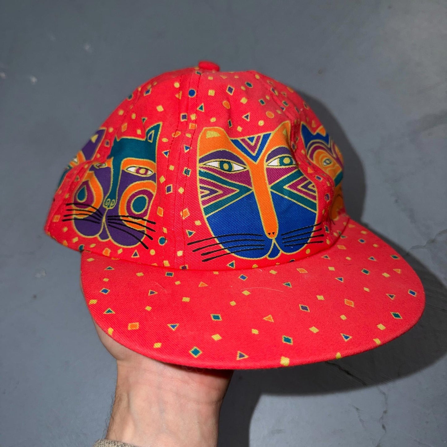 Laurel Burch Cats VTG Hat Baseball Cap Snapback 80s Kittens Trucker Abstract Art