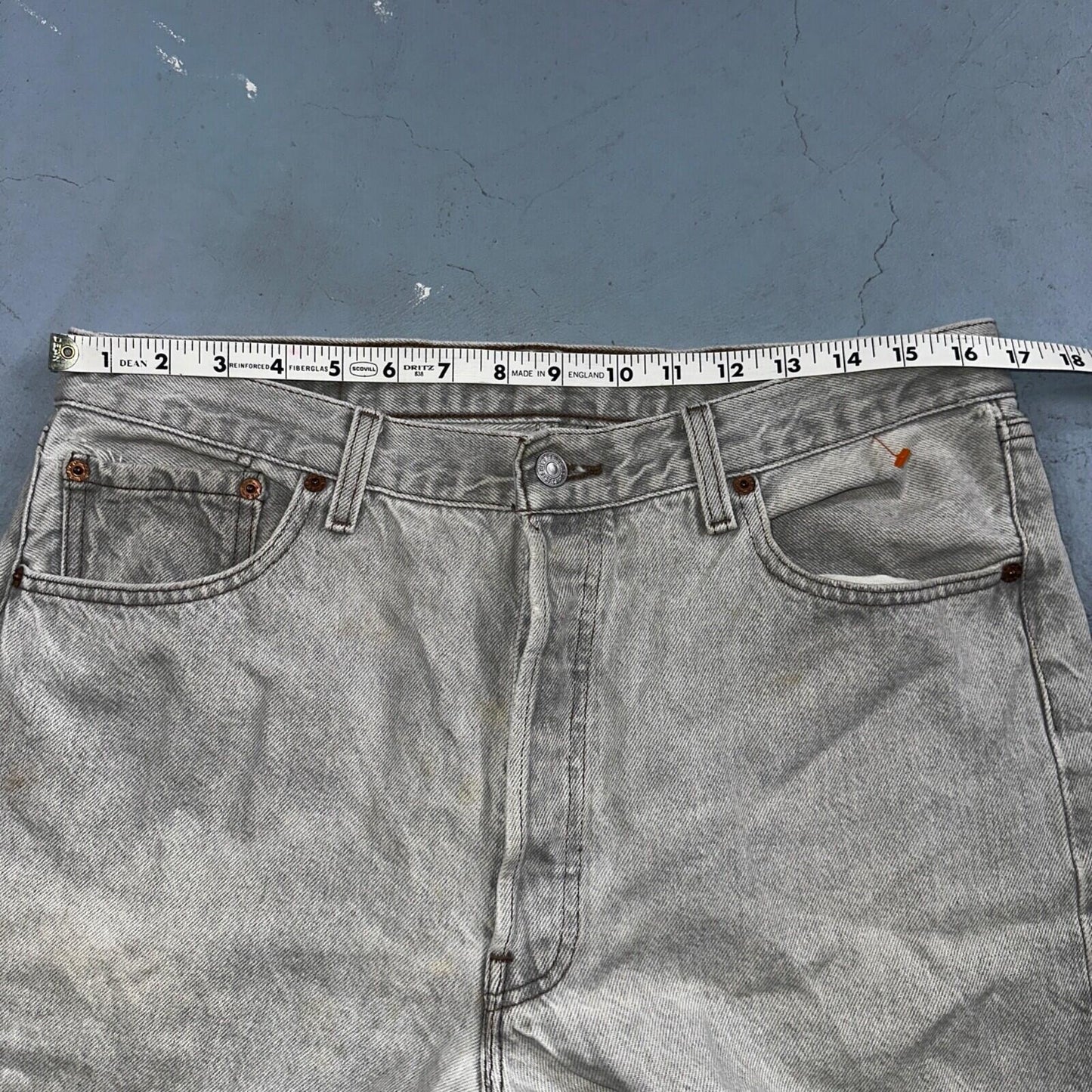 Levis 501 Vintage 90s USA XX Straight Leg Jeans Gray Light Wash 36x32 Act 33x30